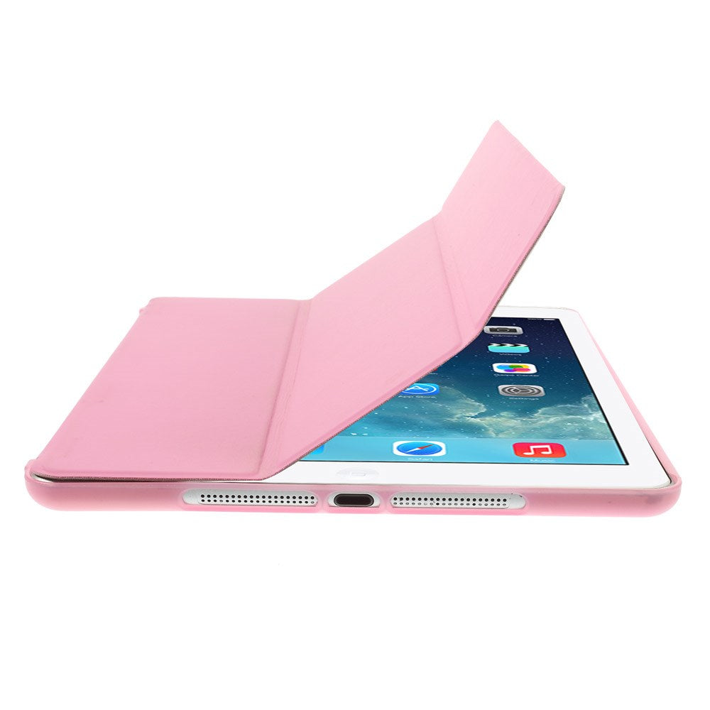 For iPad Air (2013) Protective Case Shockproof Shell PU Leather Tablet Three-fold Stand Cover Support Auto Wake/Sleep
