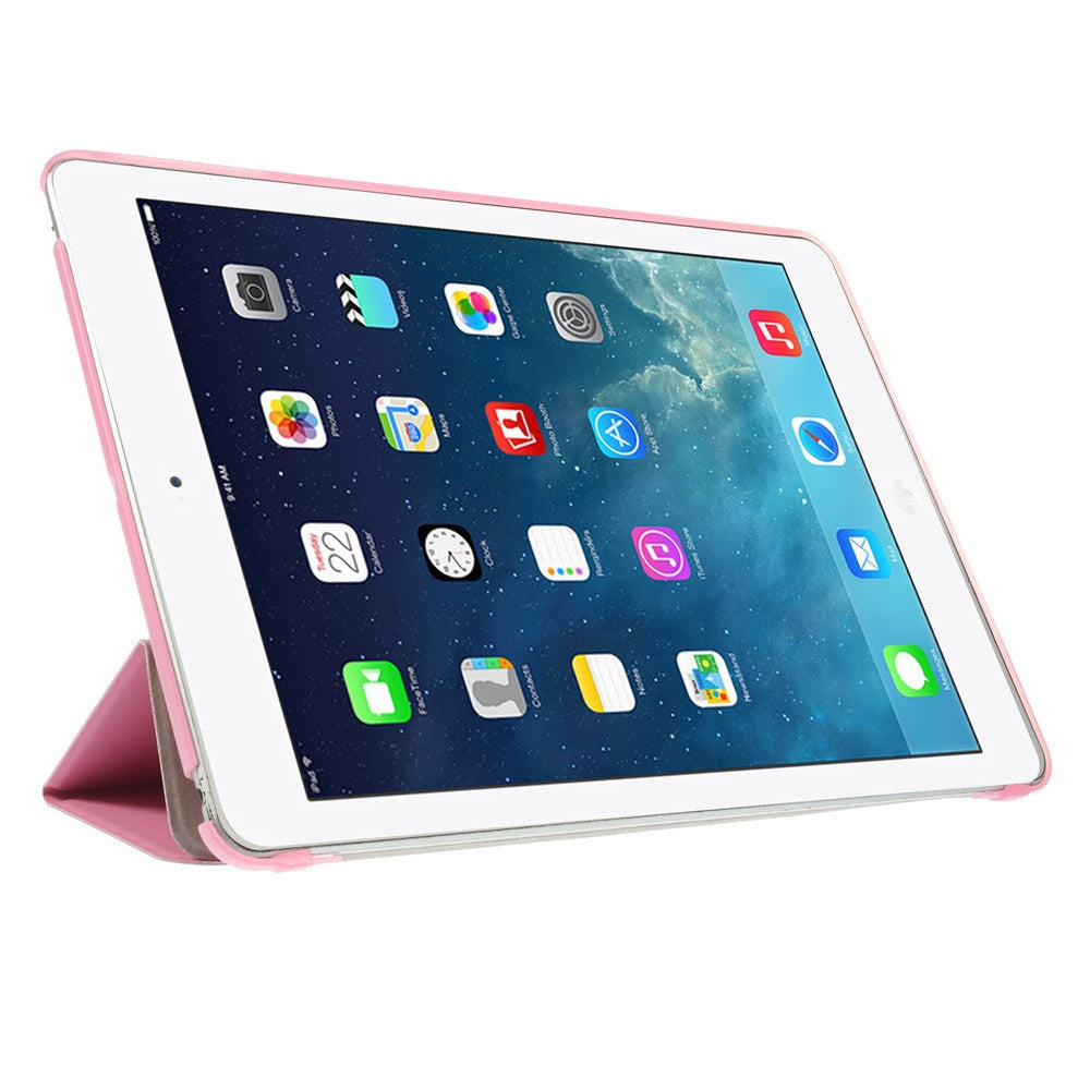 For iPad Air (2013) Protective Case Shockproof Shell PU Leather Tablet Three-fold Stand Cover Support Auto Wake/Sleep