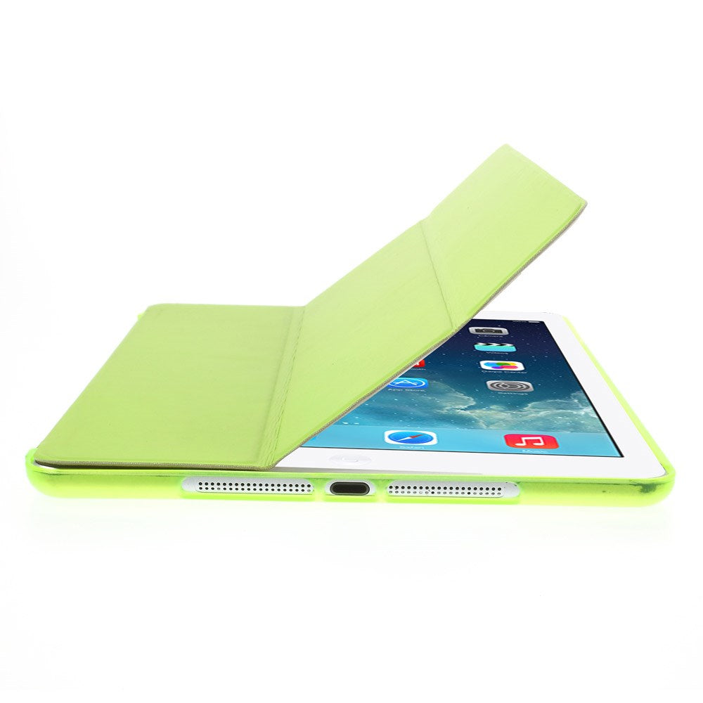 For iPad Air (2013) Protective Case Shockproof Shell PU Leather Tablet Three-fold Stand Cover Support Auto Wake/Sleep