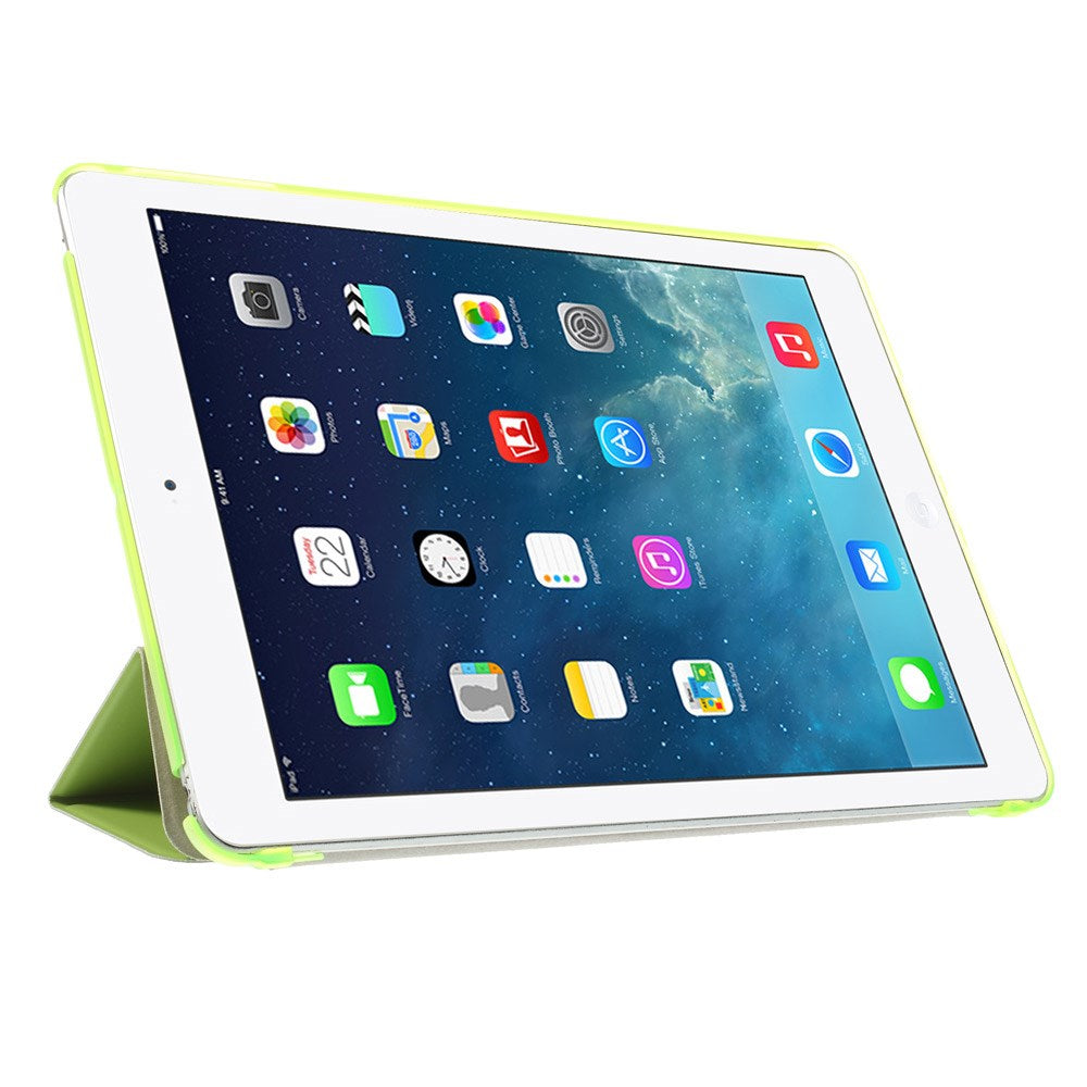 For iPad Air (2013) Protective Case Shockproof Shell PU Leather Tablet Three-fold Stand Cover Support Auto Wake/Sleep