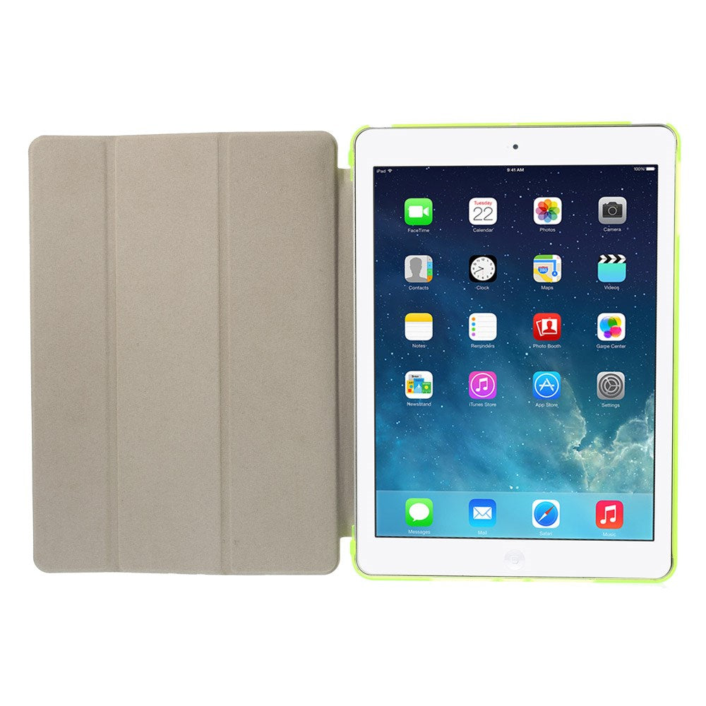For iPad Air (2013) Protective Case Shockproof Shell PU Leather Tablet Three-fold Stand Cover Support Auto Wake/Sleep
