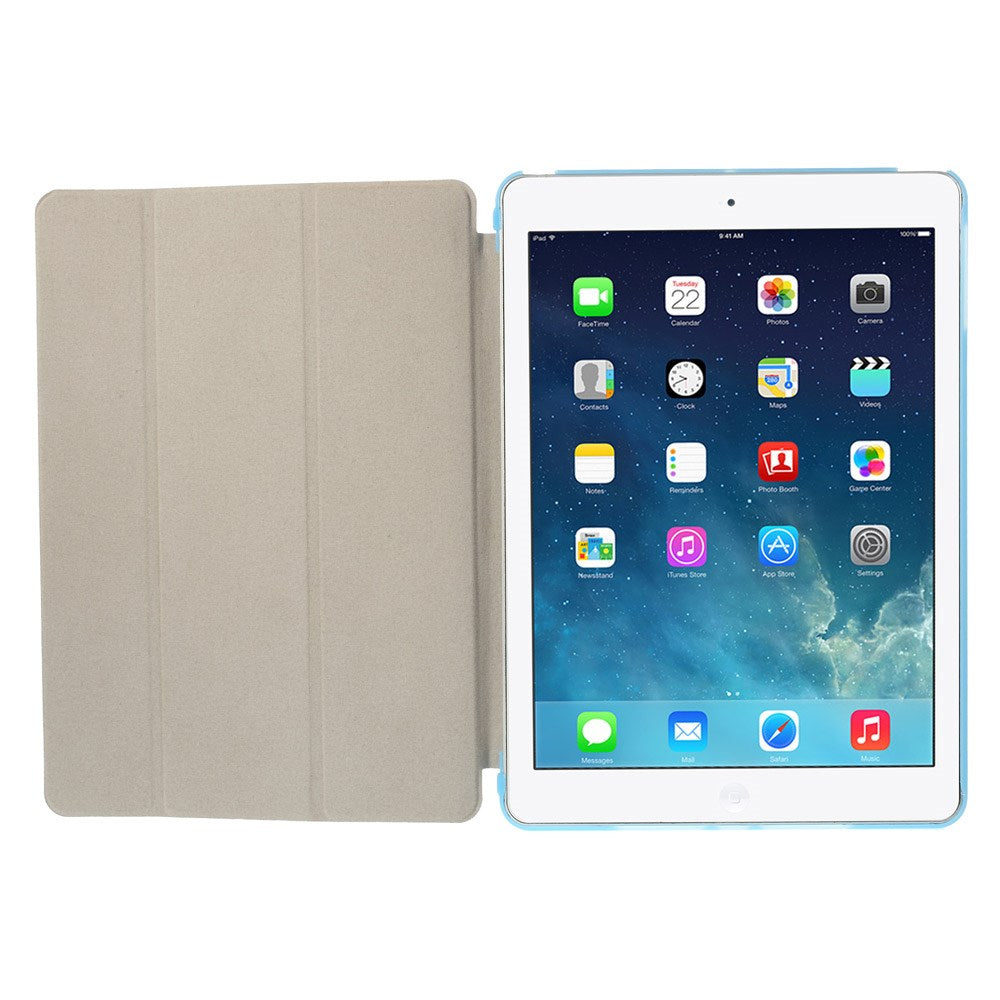 For iPad Air (2013) Protective Case Shockproof Shell PU Leather Tablet Three-fold Stand Cover Support Auto Wake/Sleep