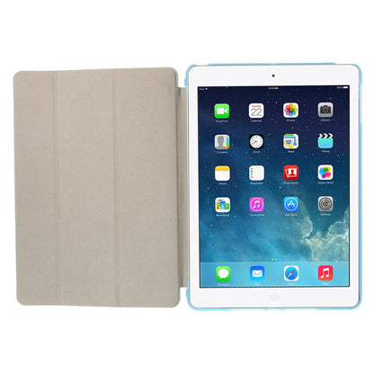 For iPad Air (2013) Protective Case Shockproof Shell PU Leather Tablet Three-fold Stand Cover Support Auto Wake/Sleep