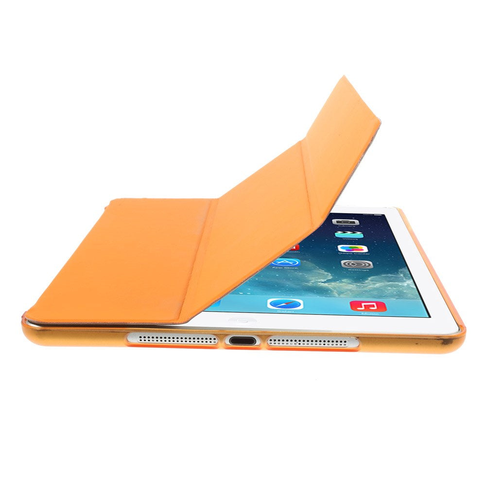 For iPad Air (2013) Protective Case Shockproof Shell PU Leather Tablet Three-fold Stand Cover Support Auto Wake/Sleep