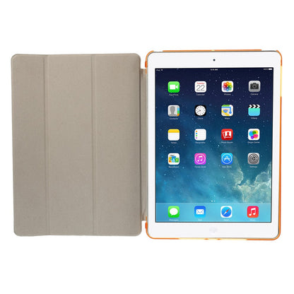 For iPad Air (2013) Protective Case Shockproof Shell PU Leather Tablet Three-fold Stand Cover Support Auto Wake/Sleep