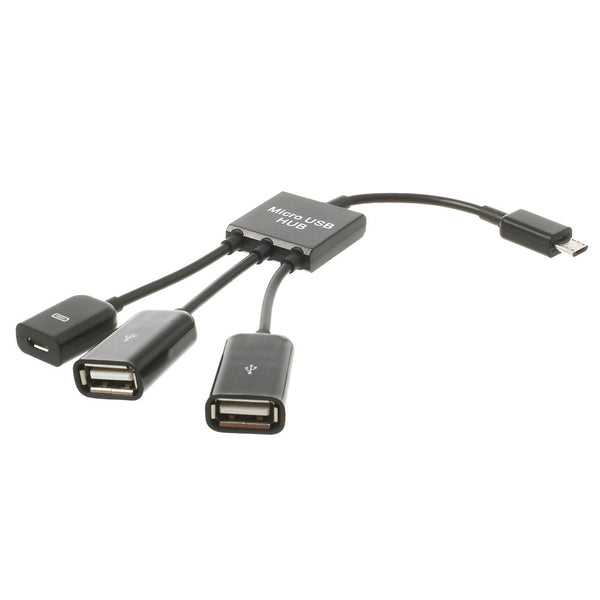 3 in 1 Micro USB HUB OTG Extension Adapter Cable for Samsung Smartphone & Tablet