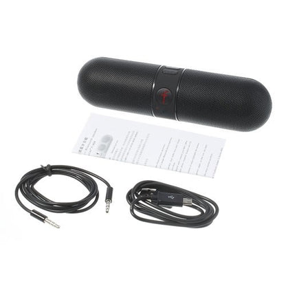 Black Fivestar F-808 Pill Design Multi-function Hi-Fi Bluetooth Speaker with MIC Support TF Card FM Hands-free