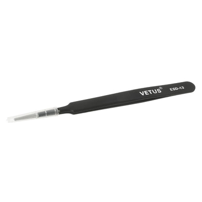 VETUS ESD-13 Anti-Static Stainless Steel Flat and Round Tweezer Repair Tool, Length: 120mm