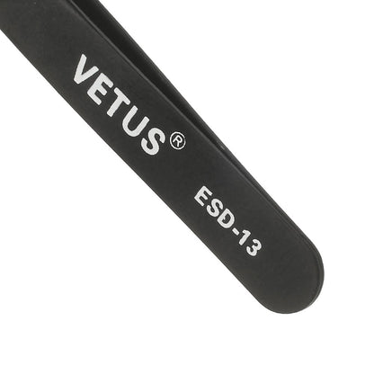 VETUS ESD-13 Anti-Static Stainless Steel Flat and Round Tweezer Repair Tool, Length: 120mm