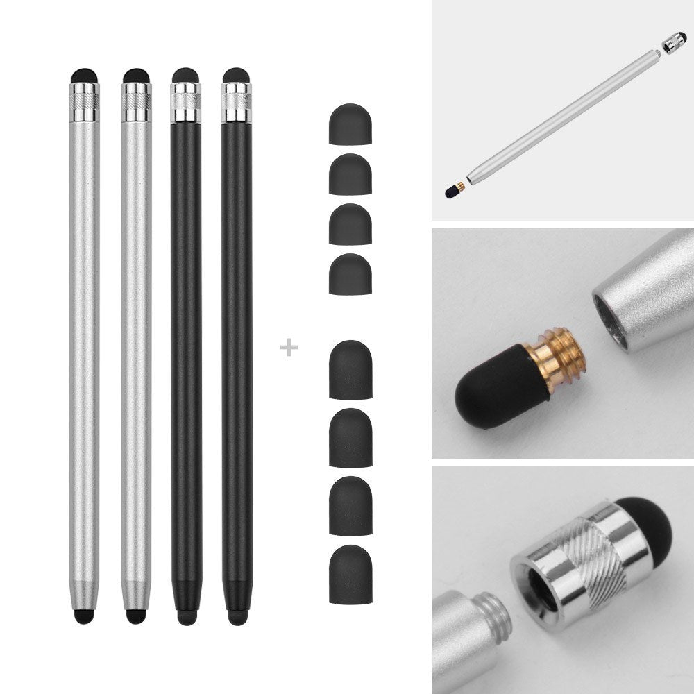 [4pcs] Universal 2-in-1 Sensitive Touchscreen Stylus Pens for Tablet and Smartphones with Capacitive Screen