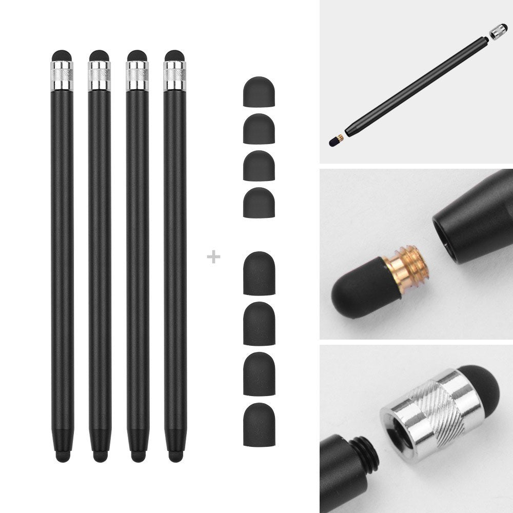 [4pcs] Universal 2-in-1 Sensitive Touchscreen Stylus Pens for Tablet and Smartphones with Capacitive Screen