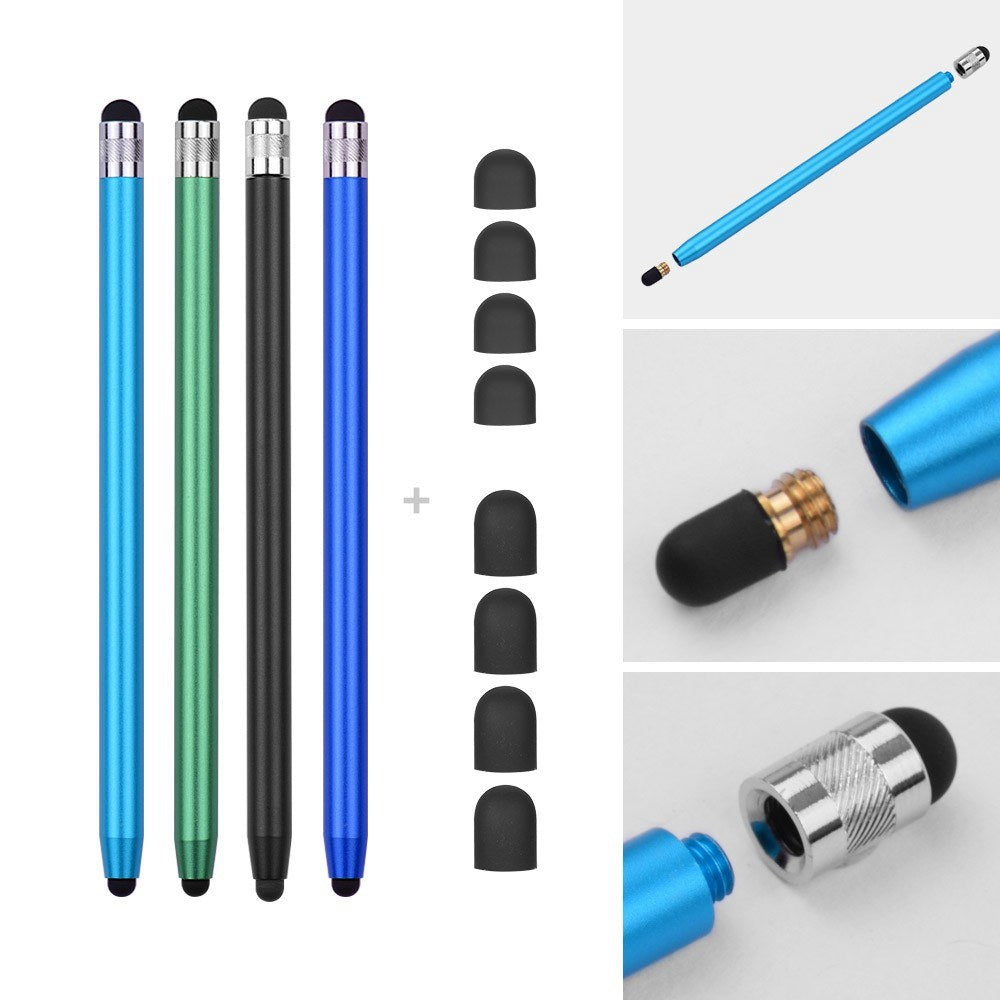 [4pcs] Universal 2-in-1 Sensitive Touchscreen Stylus Pens for Tablet and Smartphones with Capacitive Screen