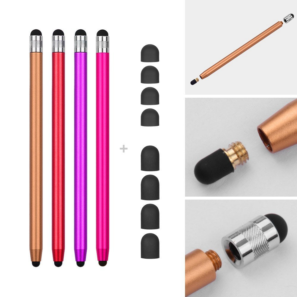 [4pcs] Universal 2-in-1 Sensitive Touchscreen Stylus Pens for Tablet and Smartphones with Capacitive Screen