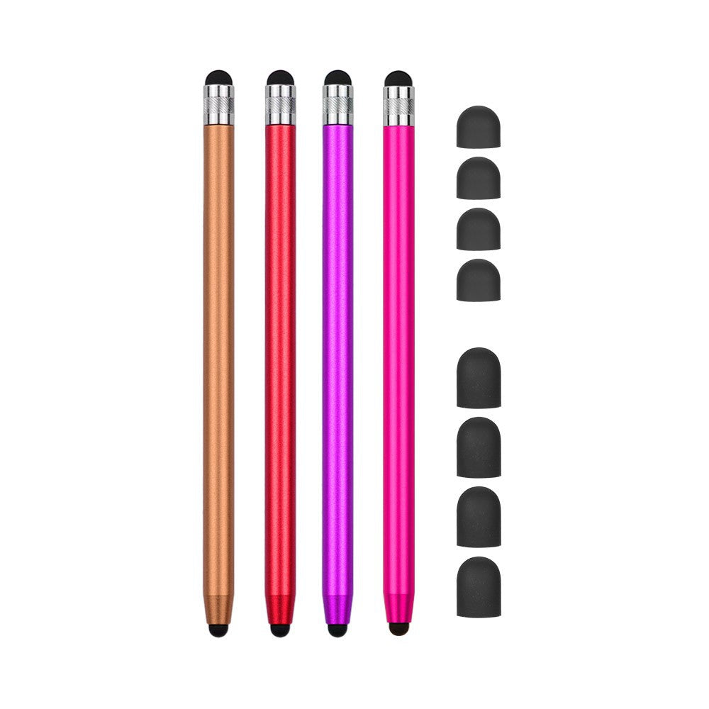 [4pcs] Universal 2-in-1 Sensitive Touchscreen Stylus Pens for Tablet and Smartphones with Capacitive Screen