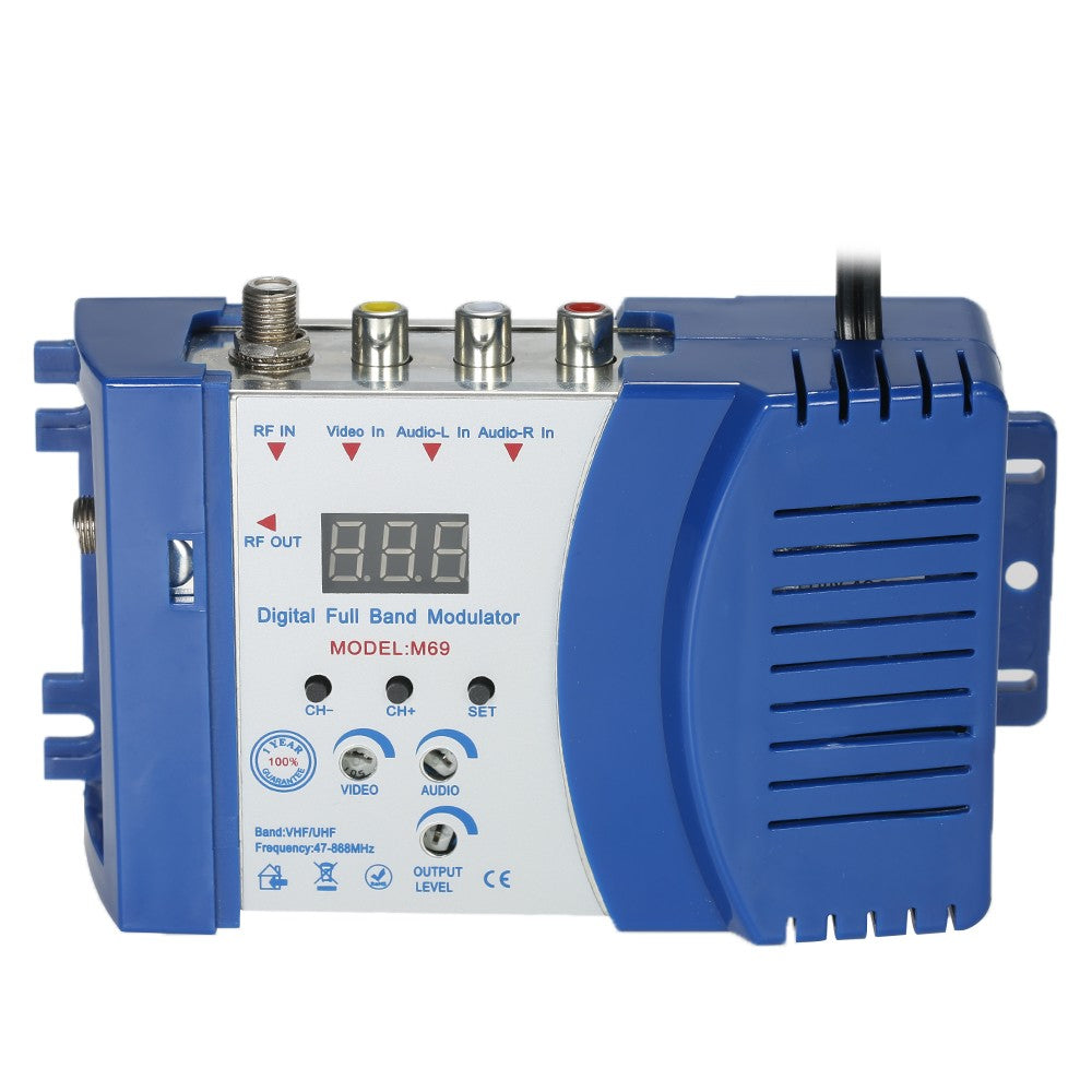 Digital RF Modulator TV Link Modulator AC120V RCA Compact RF Modulator Converter IR Extender VHF UHF Signal Amplifier