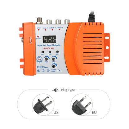 Digital RF Modulator TV Link Modulator AC120V RCA Compact RF Modulator Converter IR Extender VHF UHF Signal Amplifier
