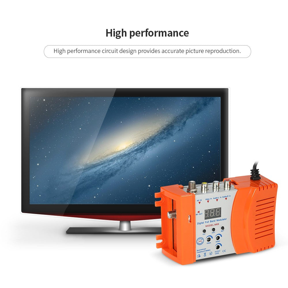 Digital RF Modulator TV Link Modulator AC120V RCA Compact RF Modulator Converter IR Extender VHF UHF Signal Amplifier