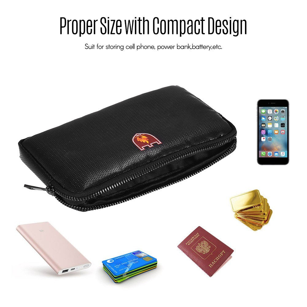 Portable Safe Organizer Fireproof Bag Water Resistant Carrying Box for Phones Power Bank