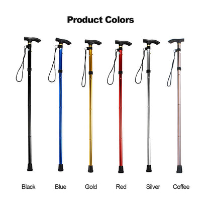 Portable Hand Walking Stick Aluminium Alloy Folding Cane Trekking Hiking Sticks Non-slip 4 Section Adjustable Canes