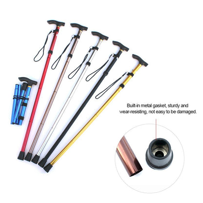 Portable Hand Walking Stick Aluminium Alloy Folding Cane Trekking Hiking Sticks Non-slip 4 Section Adjustable Canes
