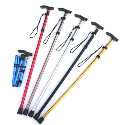 Portable Hand Walking Stick Aluminium Alloy Folding Cane Trekking Hiking Sticks Non-slip 4 Section Adjustable Canes