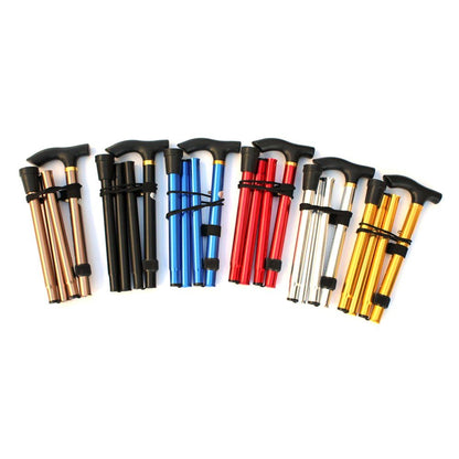 Portable Hand Walking Stick Aluminium Alloy Folding Cane Trekking Hiking Sticks Non-slip 4 Section Adjustable Canes