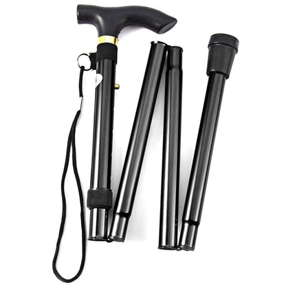 Portable Hand Walking Stick Aluminium Alloy Folding Cane Trekking Hiking Sticks Non-slip 4 Section Adjustable Canes