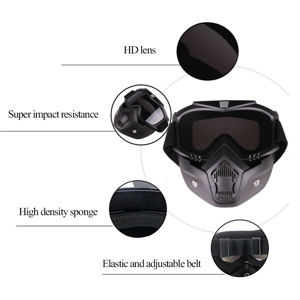 Motorcycle Goggles Mask Detachable Road Riding Windproof Helmet Glasses for Outdoor Activities