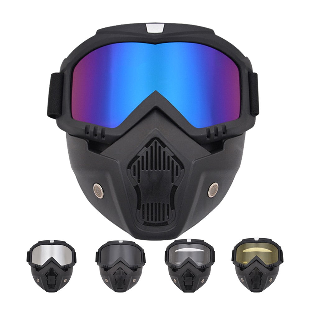 Motorcycle Goggles Mask Detachable Road Riding Windproof Helmet Glasses for Outdoor Activities