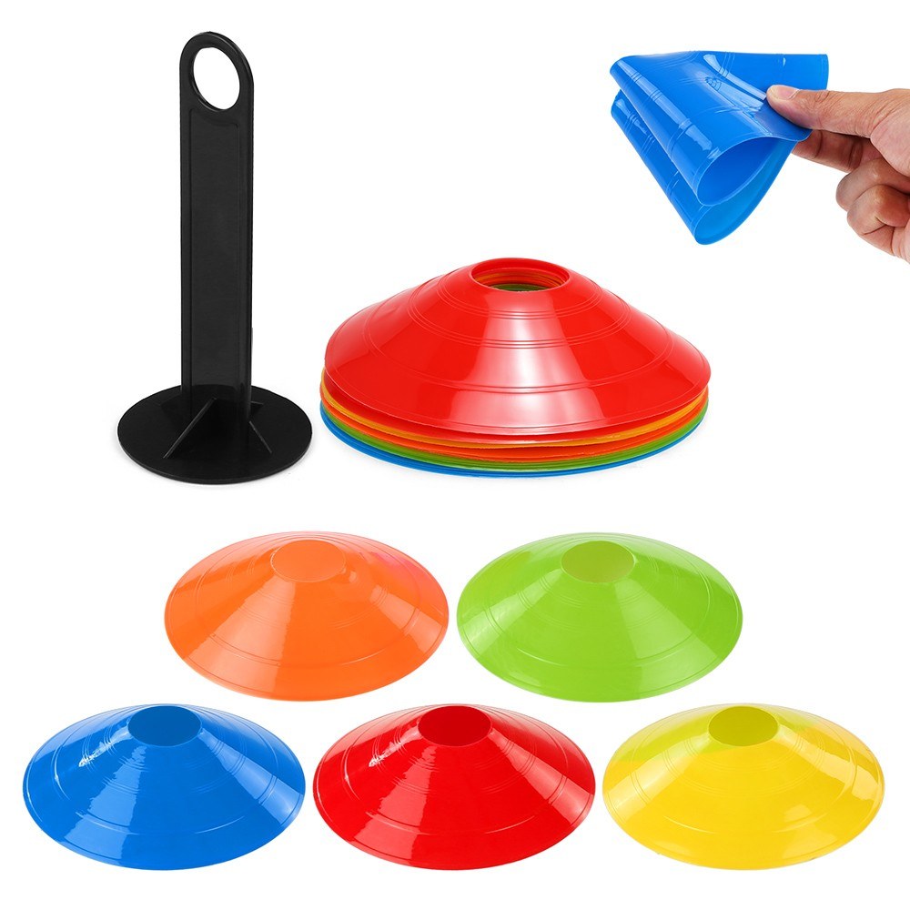 15PCS/Pack Agility Disc Cone Set Multi Sport Training Space Cones with Plastic Stand Holder for Soccer Football Ball Game Disc Mini Training Cones Field Markers