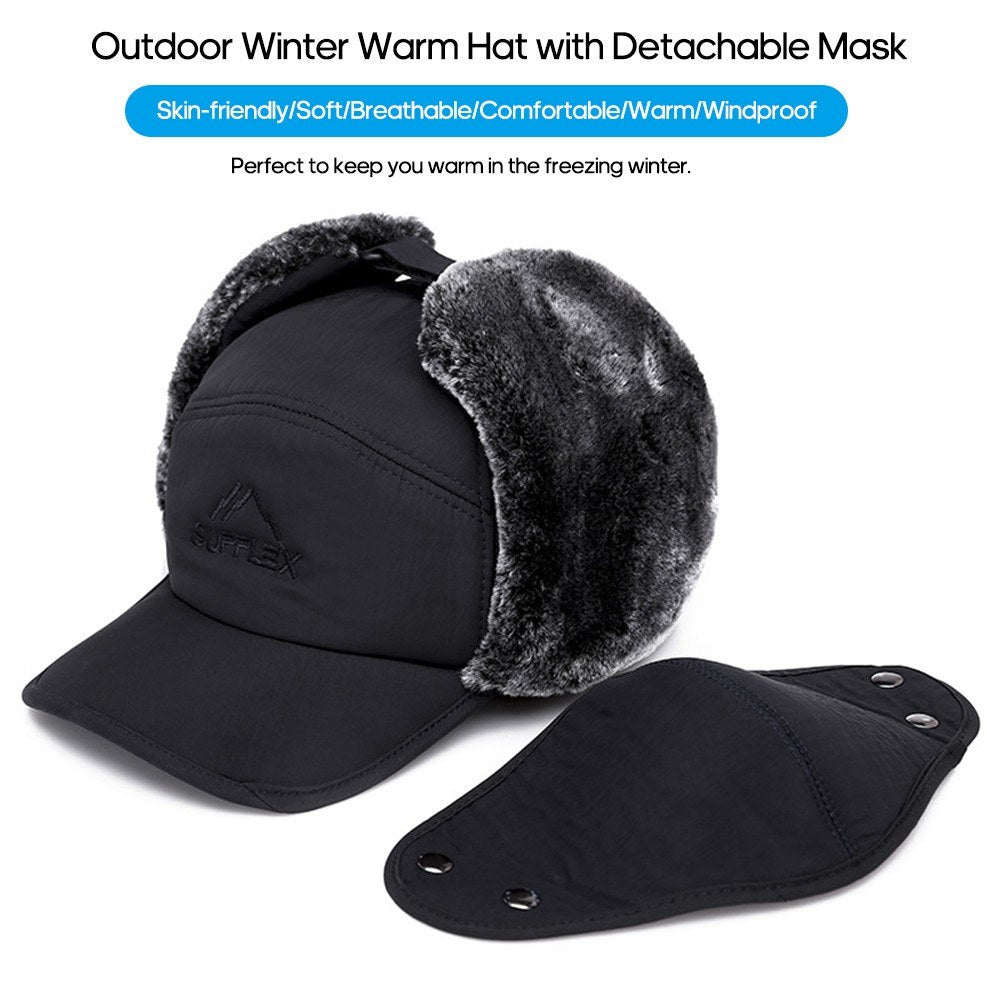 SUPPLEX Winter Warm Hat with Detachable Mask Full Face Outdoor Windproof Hat Baseball Cap