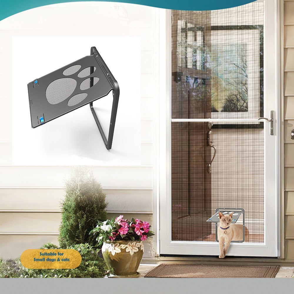 Pet Screen Door Self-Closing Durable Magnetic Flap Screen Automatic Lockable Black Door for Small Cat Kitten Puppy