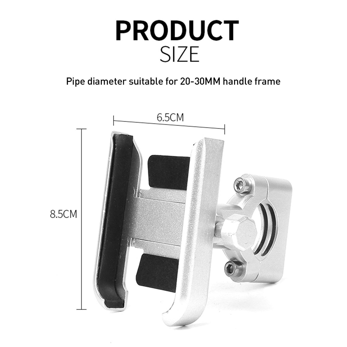 Anti-slip Motorcycle Bicycle Adjustable Mount Aluminum Bike Handlebar Mobile Phone Holder Handlebar Clip Stand for Mobile Phone 4-6.5inch