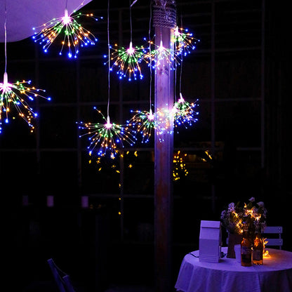 200LEDs Fairy Lights Fireworks Shaped Decorative Hanging String Lights 8 Lights Modes Copper Wire Lights Bulbs