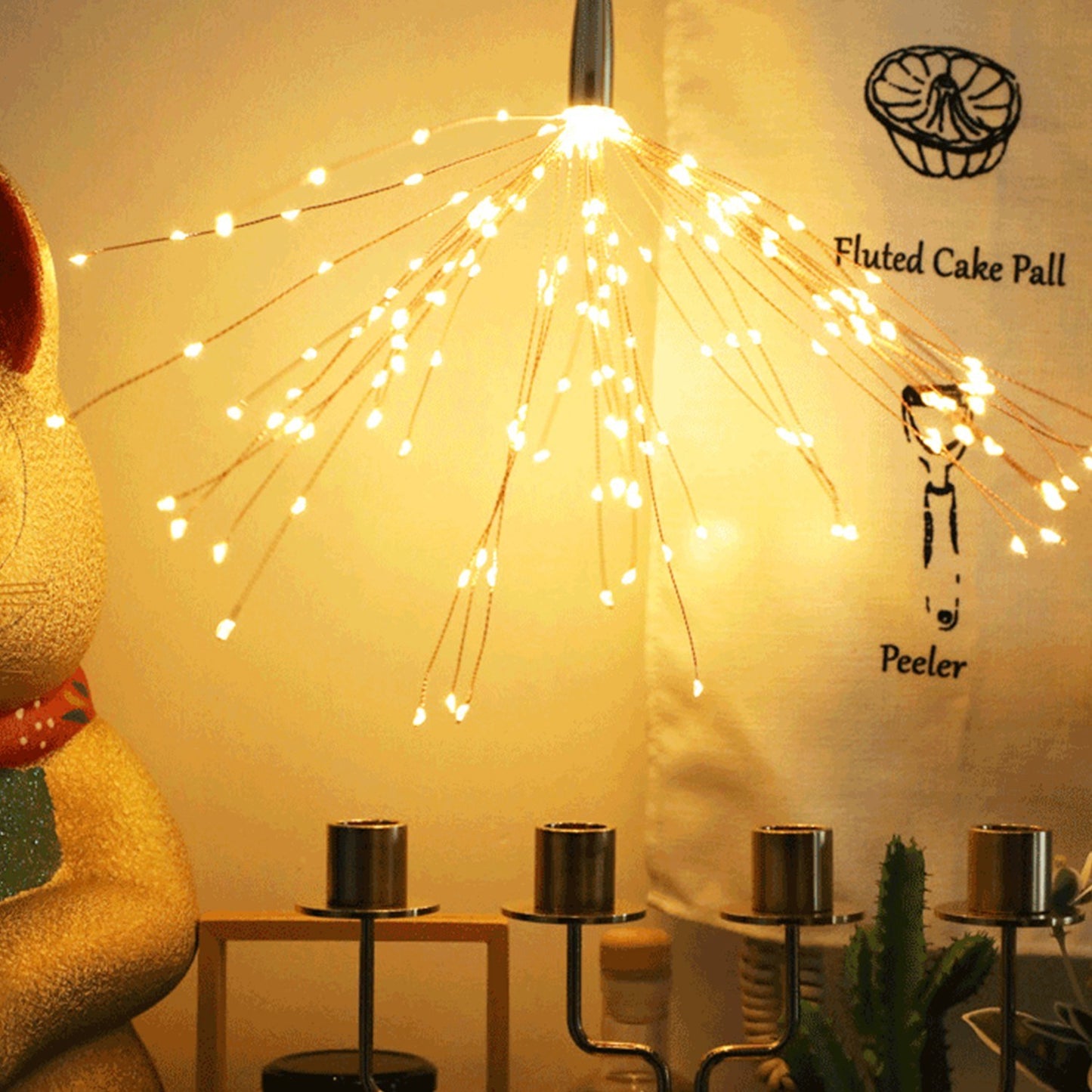 200LEDs Fairy Lights Fireworks Shaped Decorative Hanging String Lights 8 Lights Modes Copper Wire Lights Bulbs