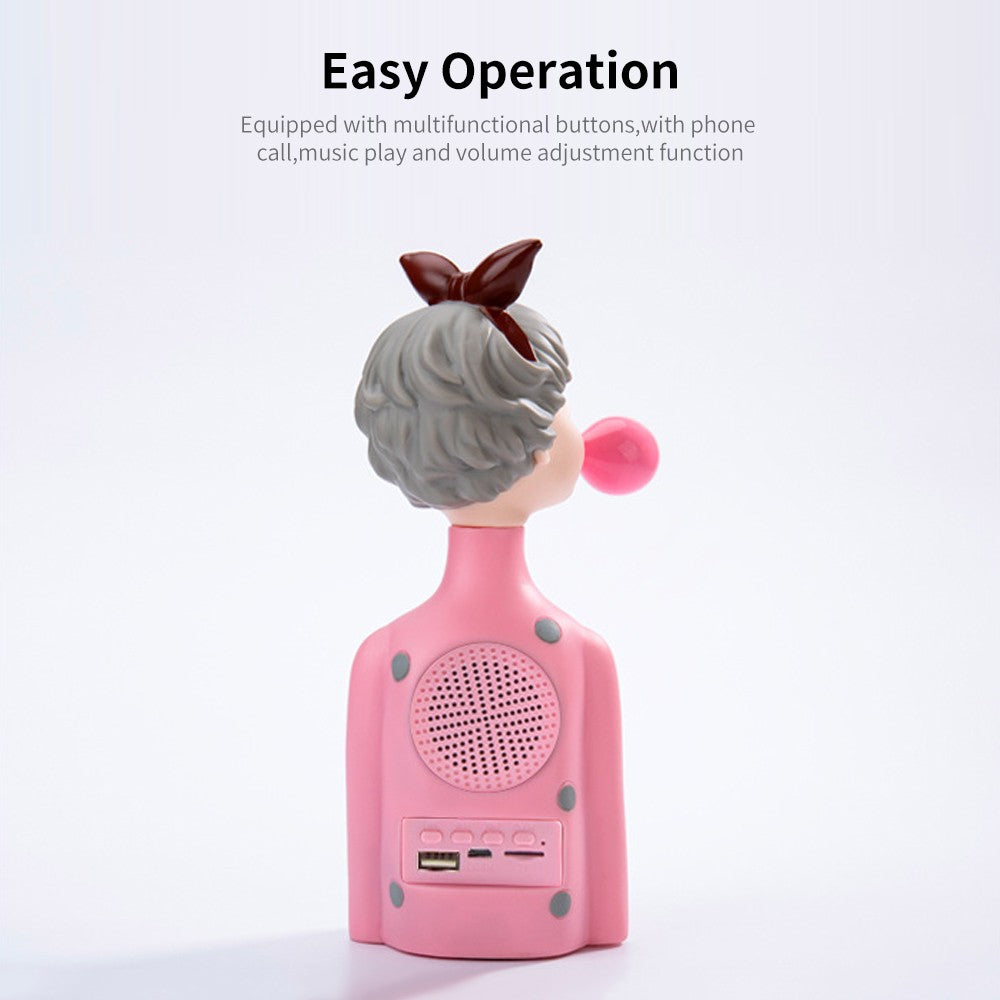 Y-355 Popo Girl Wireless Bluetooth 5.0 Audio Player Mini Portable TWS Stereo Audio Player Support TF Card/FM Radio