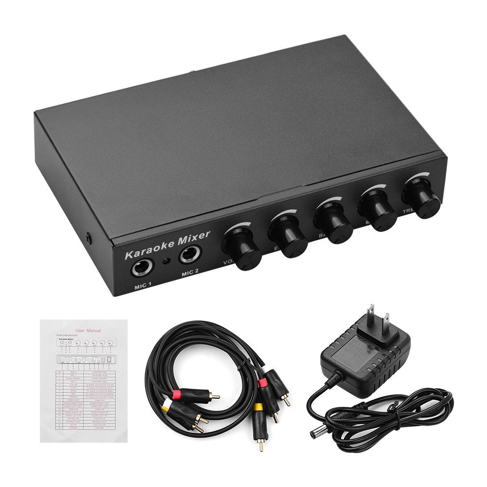 Microphone Audio Mixer for KTV/Meeting/Party/Outdoor Activities Compatible with Computer/Home Audio System/Speaker/Mobile Phone