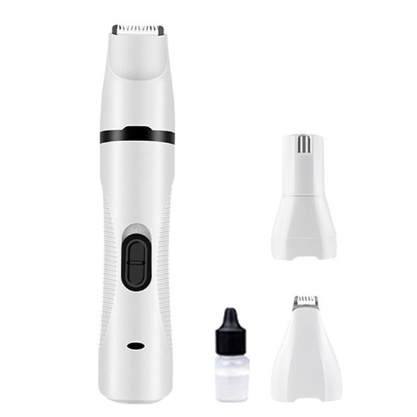 Pet Nail Grinder Multi-Functional Dog Cat Hair Trimmer 3 in 1 Electric USB Rechargeable Low Noise Grooming & Smoothing Tool