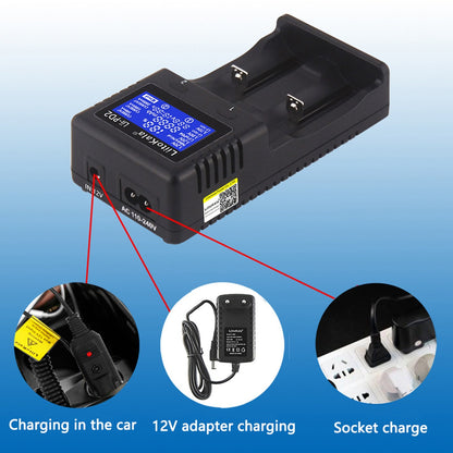 LIITOKALA LII-PD2 Smart Battery Charger for 18650 26650 21700 NiMH Lithium Rechargeable Batteries 2 Slots Independent Charging Auto-polarity Detector Charger