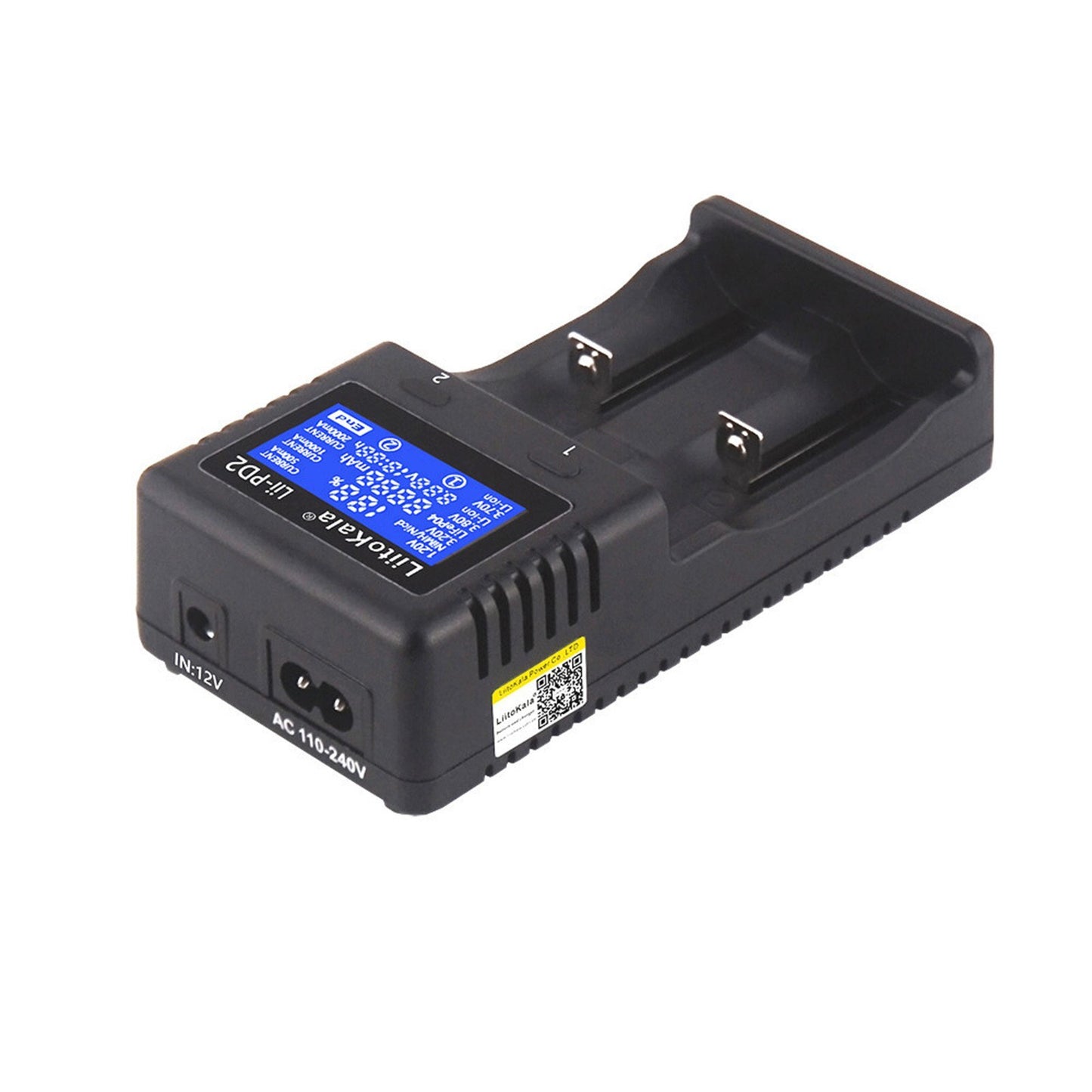 LIITOKALA LII-PD2 Smart Battery Charger for 18650 26650 21700 NiMH Lithium Rechargeable Batteries 2 Slots Independent Charging Auto-polarity Detector Charger