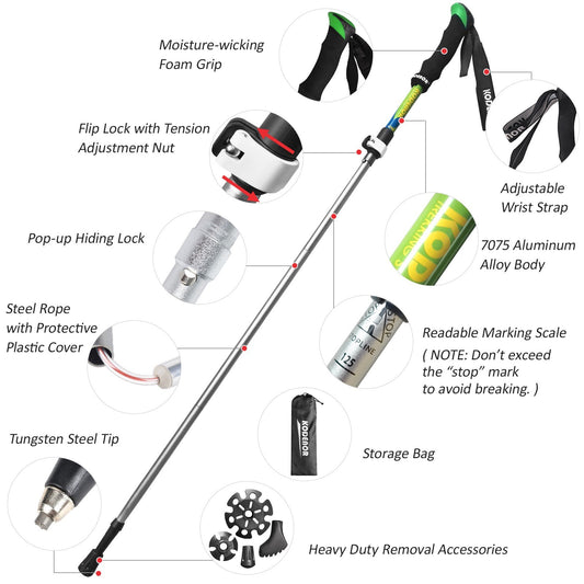 2 PCS Collapsible Trekking Pole Set For Trekking Camping Traveling Climbing Short Style