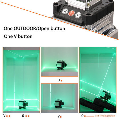 Flexible Stable Multi-functional 16 Lines Laser Level 3-degree Self-leveling Function Leveling Tool Omnidirectional Ground and Wall Sticker with Vertical Horizontal Oblique Line