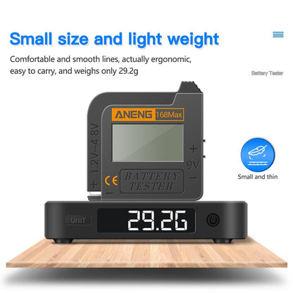 ANENG Battery Tester 168MAX Digital Display Tester Battery Voltage Checker Battery Capacity Testing Tool Universal Tester for Checking AAA AA Button Battery