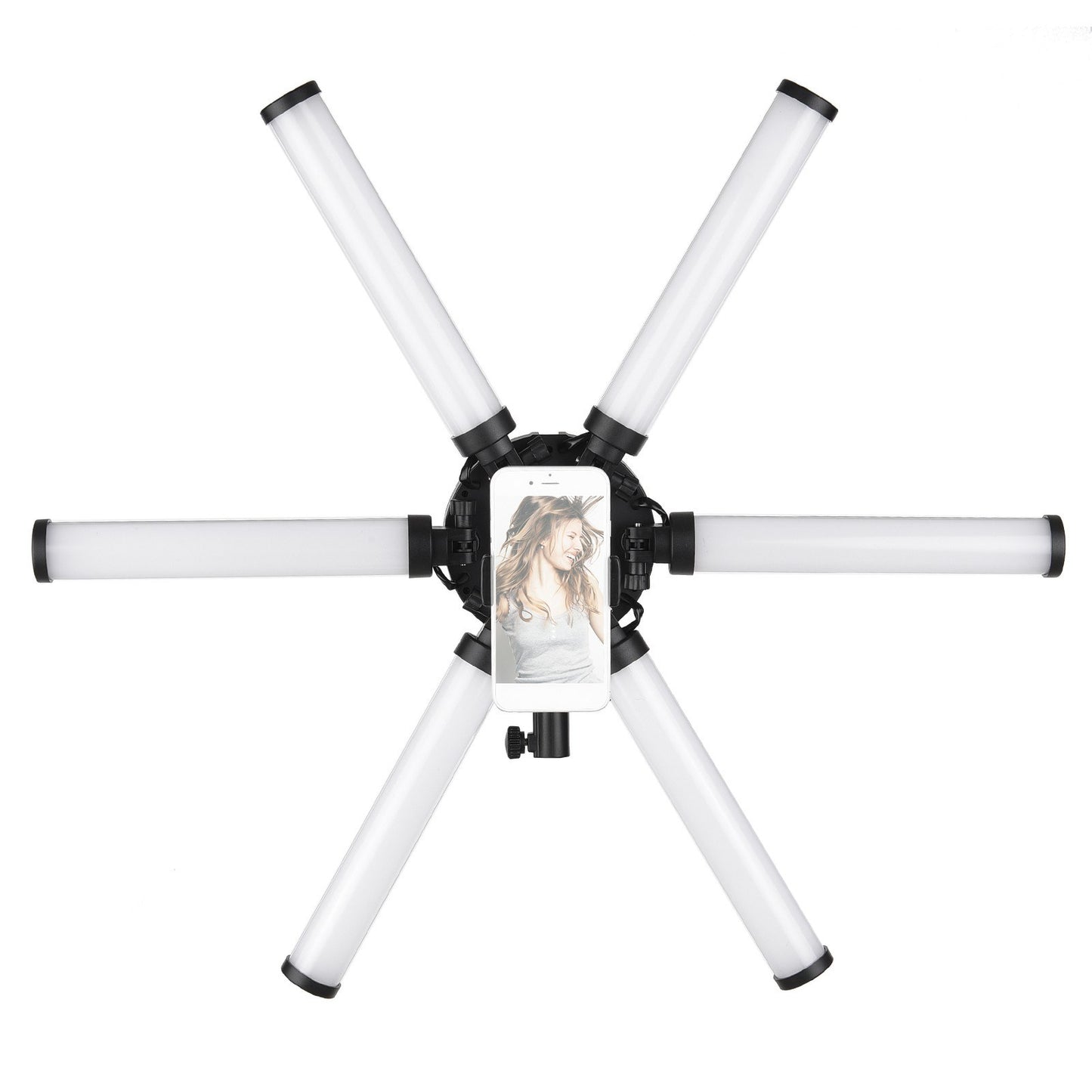26 inch 54W Portable Foldable 6 Tubes Stick Beauty Light Adjustable 3200K-5600K Bi-color LED Fill Light CRI 90+ with Flexible Phone Holder for Live Streaming Vlogging Makeup Lighting