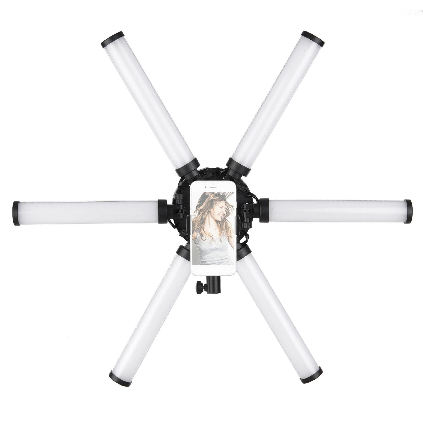 26 inch 54W Portable Foldable 6 Tubes Stick Beauty Light Adjustable 3200K-5600K Bi-color LED Fill Light CRI 90+ with Flexible Phone Holder for Live Streaming Vlogging Makeup Lighting
