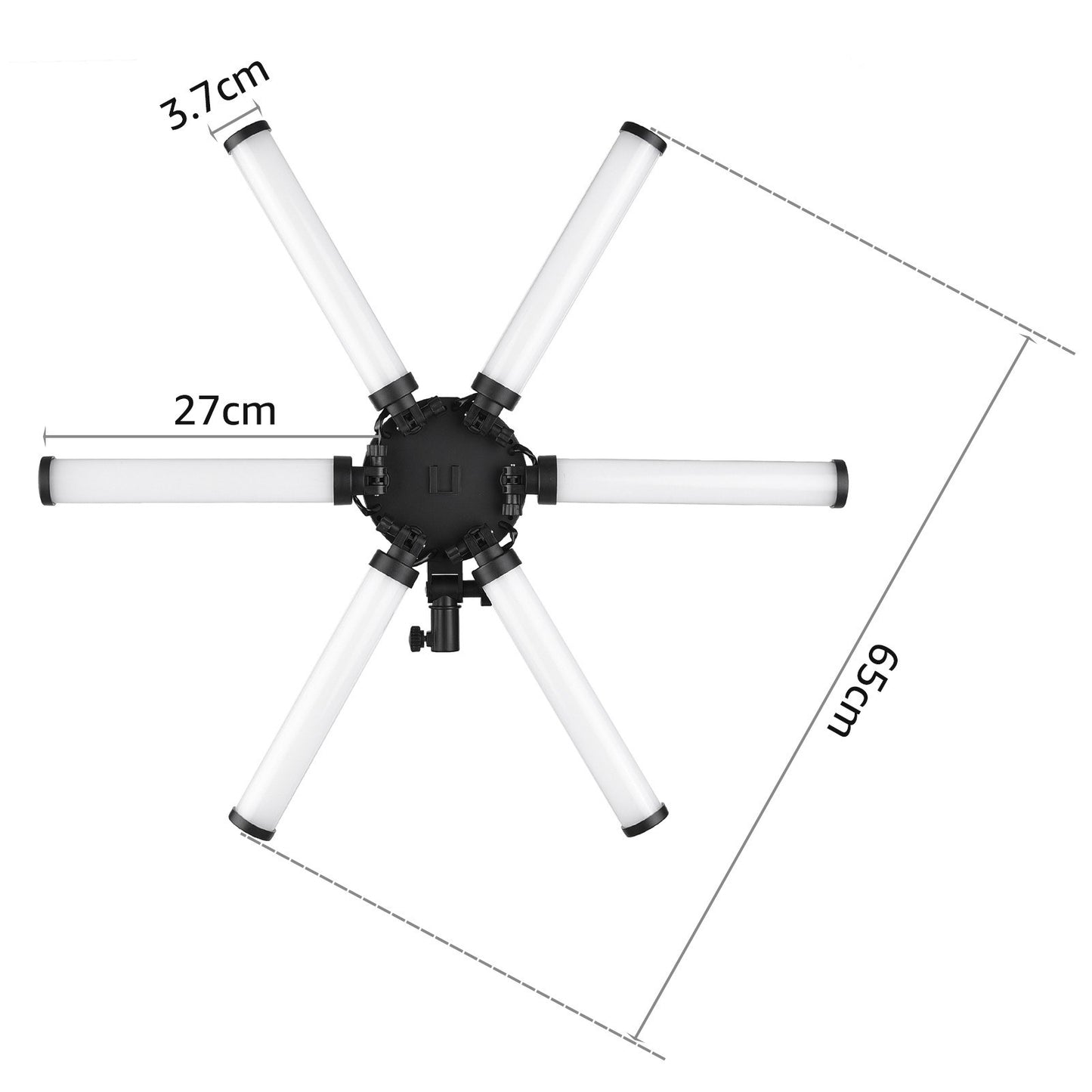 26 inch 54W Portable Foldable 6 Tubes Stick Beauty Light Adjustable 3200K-5600K Bi-color LED Fill Light CRI 90+ with Flexible Phone Holder for Live Streaming Vlogging Makeup Lighting