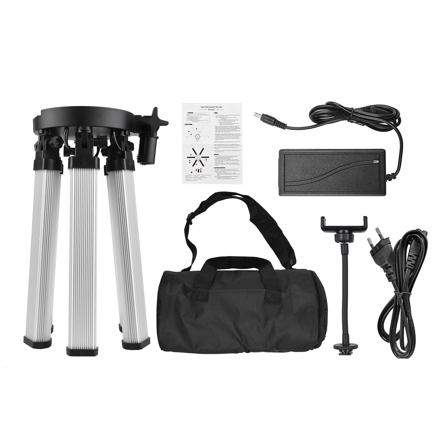 26 inch 54W Portable Foldable 6 Tubes Stick Beauty Light Adjustable 3200K-5600K Bi-color LED Fill Light CRI 90+ with Flexible Phone Holder for Live Streaming Vlogging Makeup Lighting