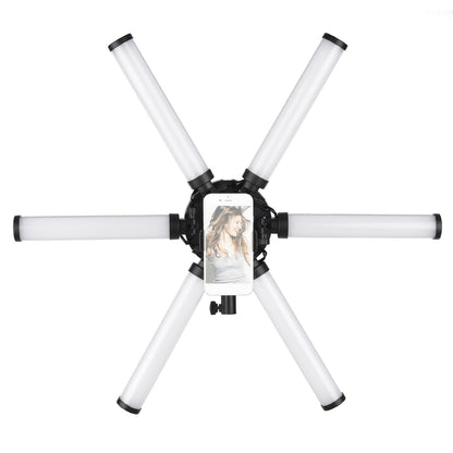 26 inch 54W Portable Foldable 6 Tubes Stick Beauty Light Adjustable 3200K-5600K Bi-color LED Fill Light CRI 90+ with Flexible Phone Holder for Live Streaming Vlogging Makeup Lighting