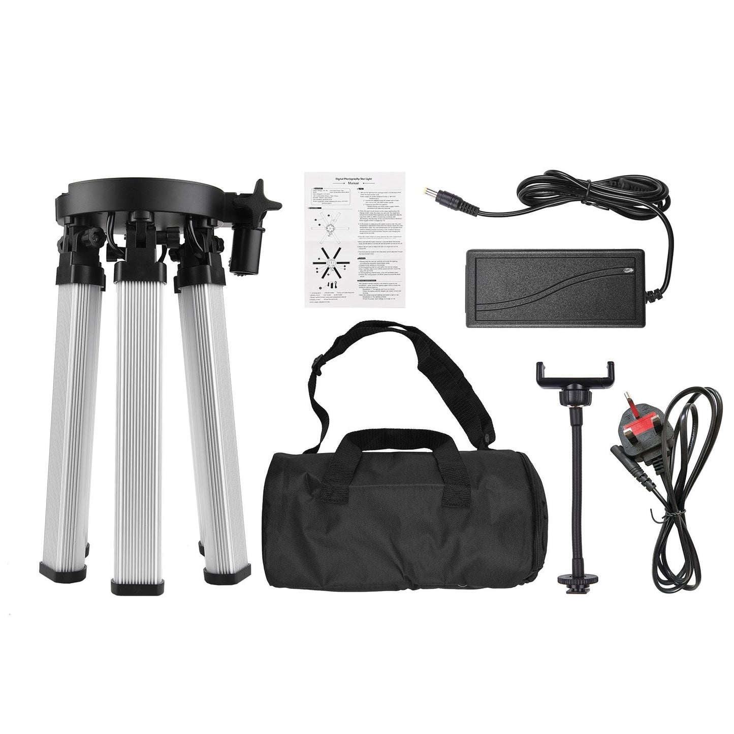 26 inch 54W Portable Foldable 6 Tubes Stick Beauty Light Adjustable 3200K-5600K Bi-color LED Fill Light CRI 90+ with Flexible Phone Holder for Live Streaming Vlogging Makeup Lighting