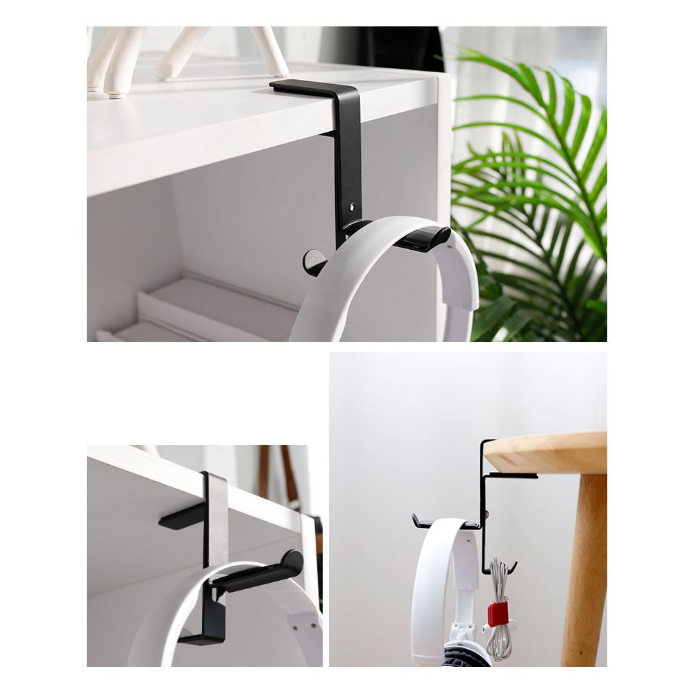 Adjustable Earphone Stand Clip-edge Headphone Holder Bracket Metal Clamp Hook Desktop Mount Headset Hanger - Black
